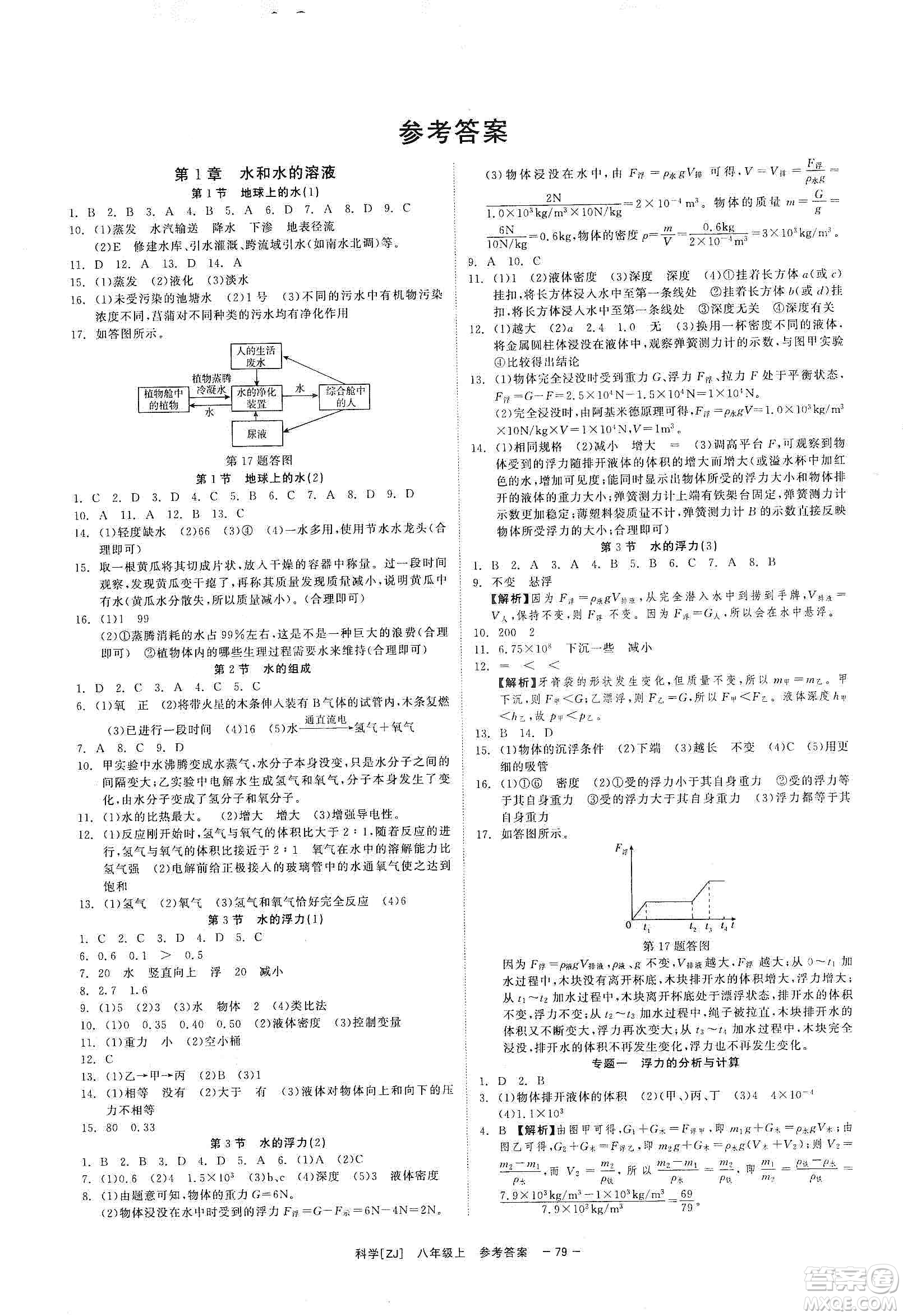 2019年全效提分卷八年級數(shù)學(xué)上冊浙教版答案