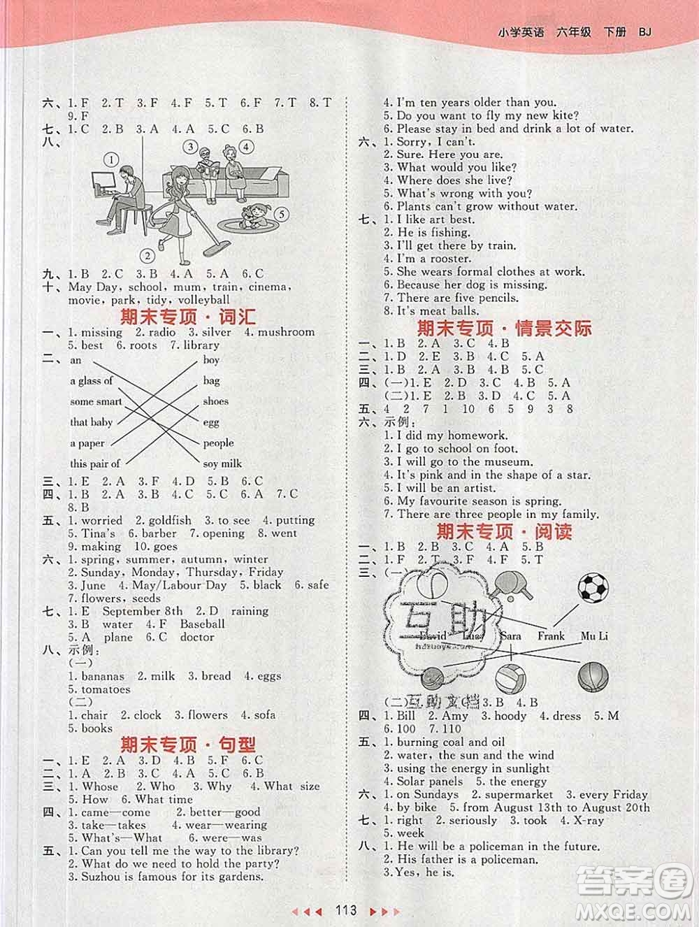 2020年春小兒郎53天天練六年級(jí)英語(yǔ)下冊(cè)北京版參考答案