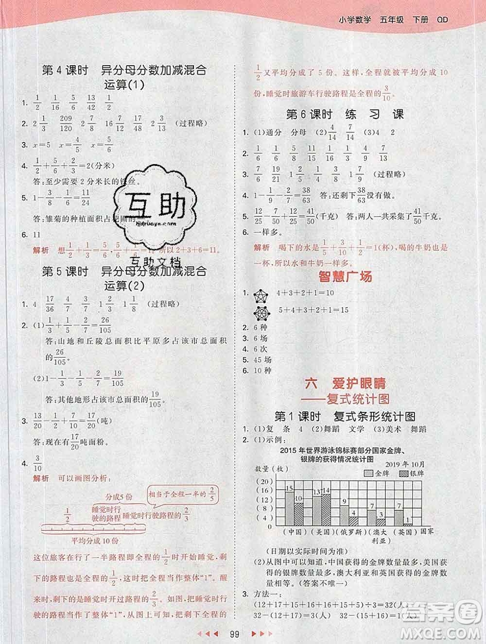 2020年春小兒郎53天天練五年級數(shù)學(xué)下冊青島版參考答案