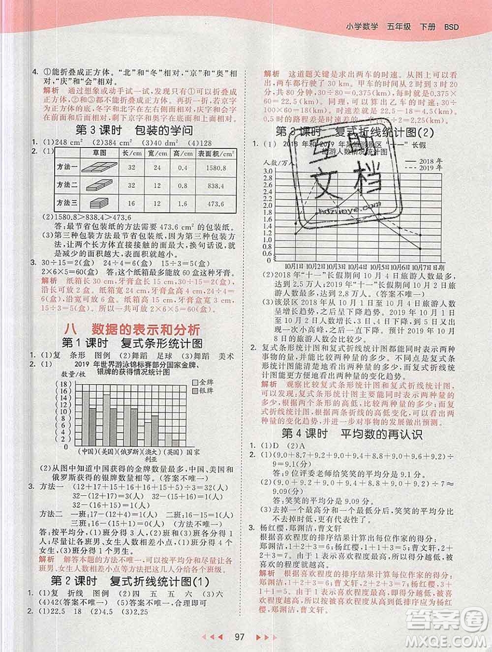 2020年春小兒郎53天天練五年級數(shù)學下冊北師版參考答案