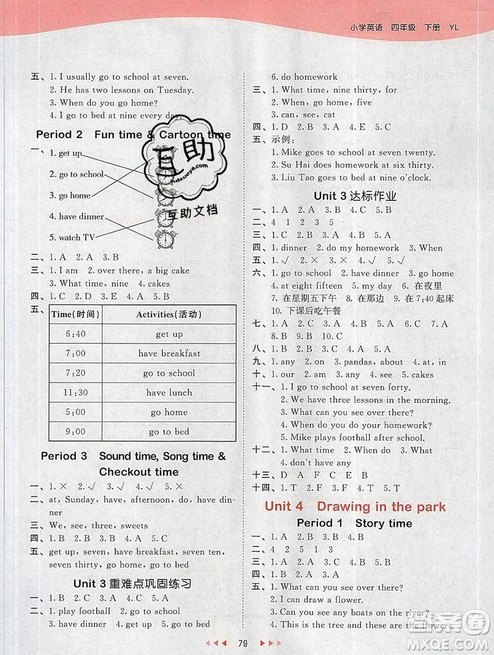 2020年春小兒郎53天天練四年級(jí)英語(yǔ)下冊(cè)譯林版參考答案