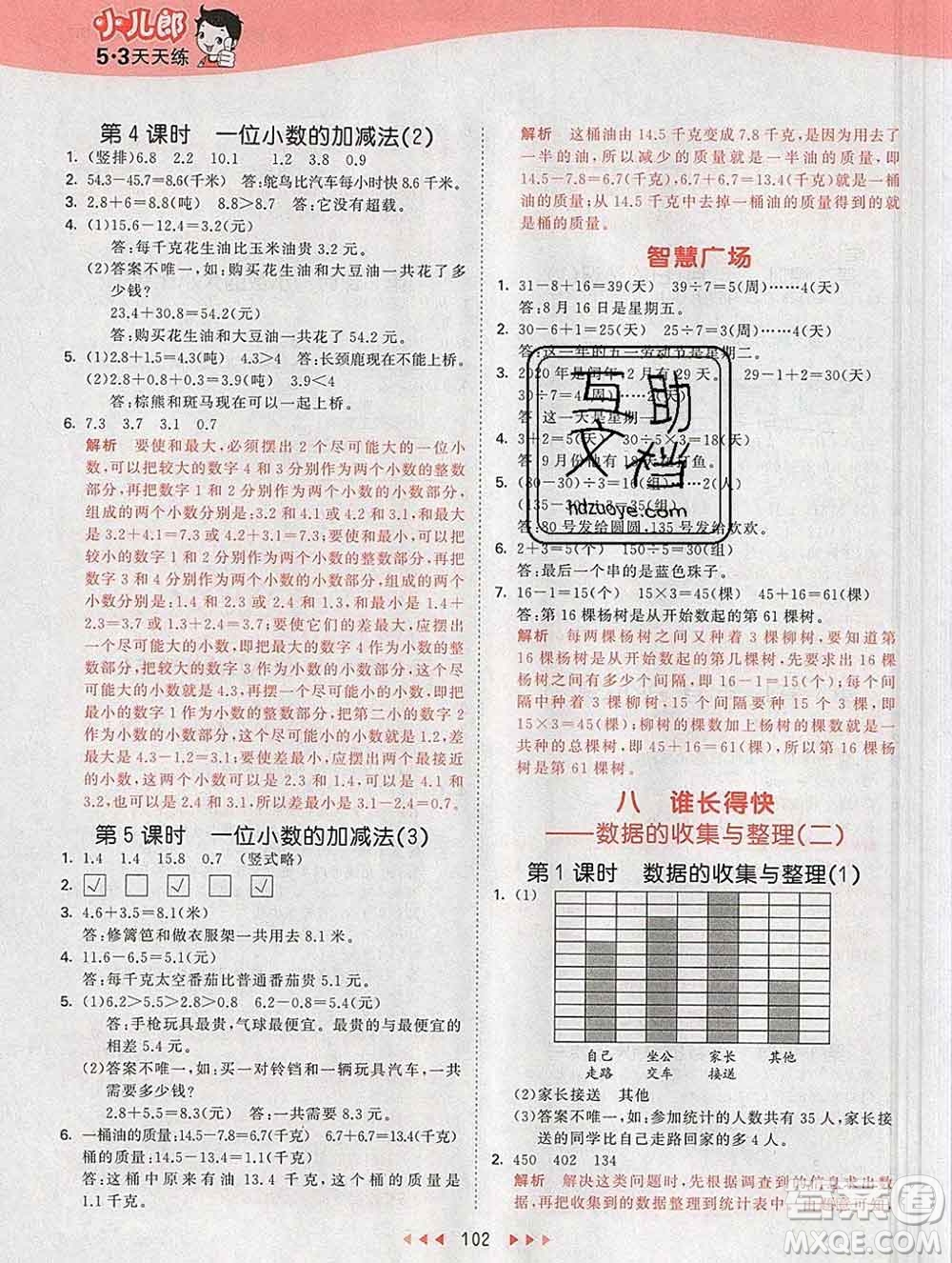 2020年春小兒郎53天天練三年級數(shù)學(xué)下冊青島版參考答案