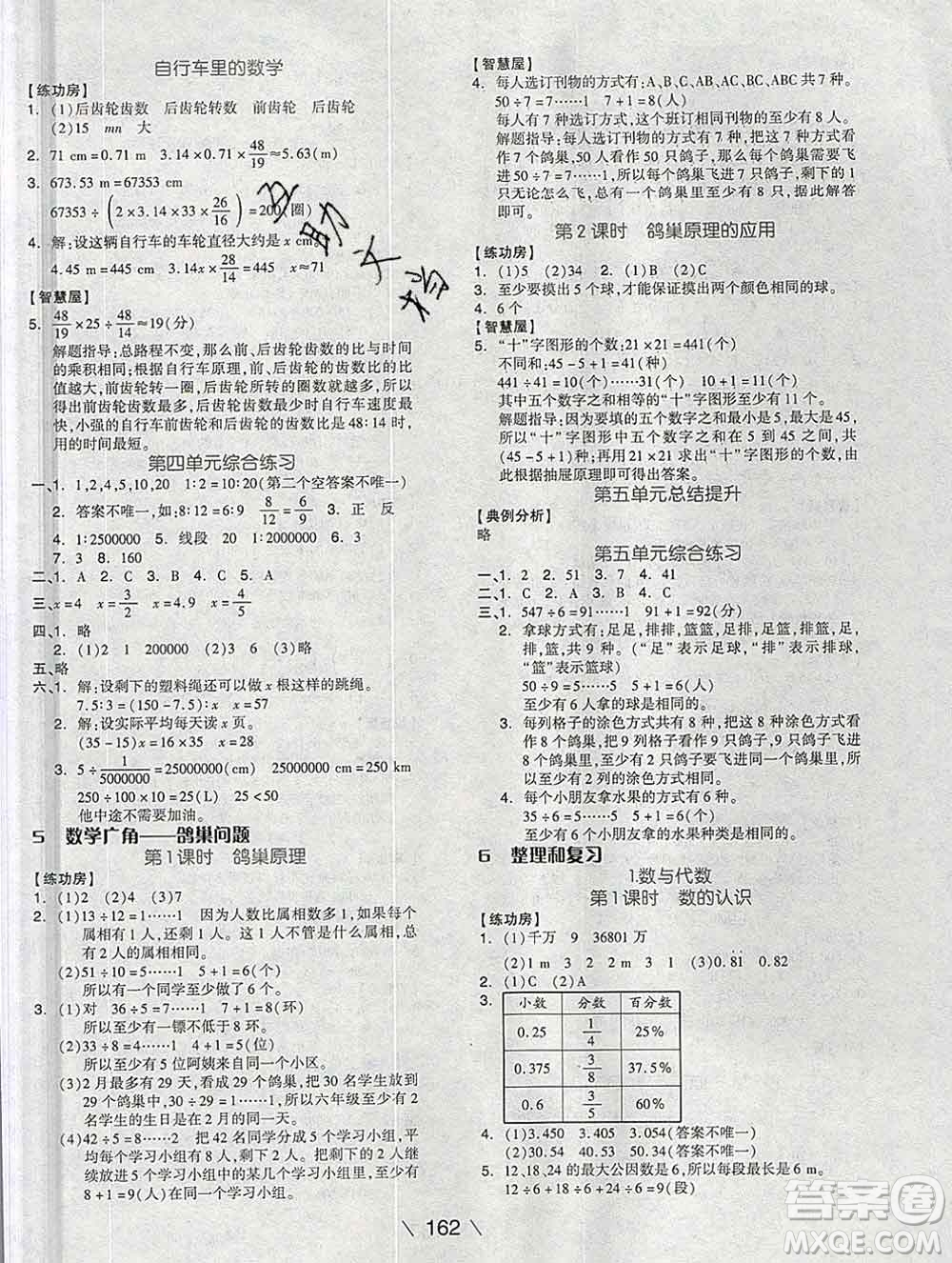 開明出版社2020春全品學(xué)練考六年級(jí)數(shù)學(xué)下冊(cè)人教版答案