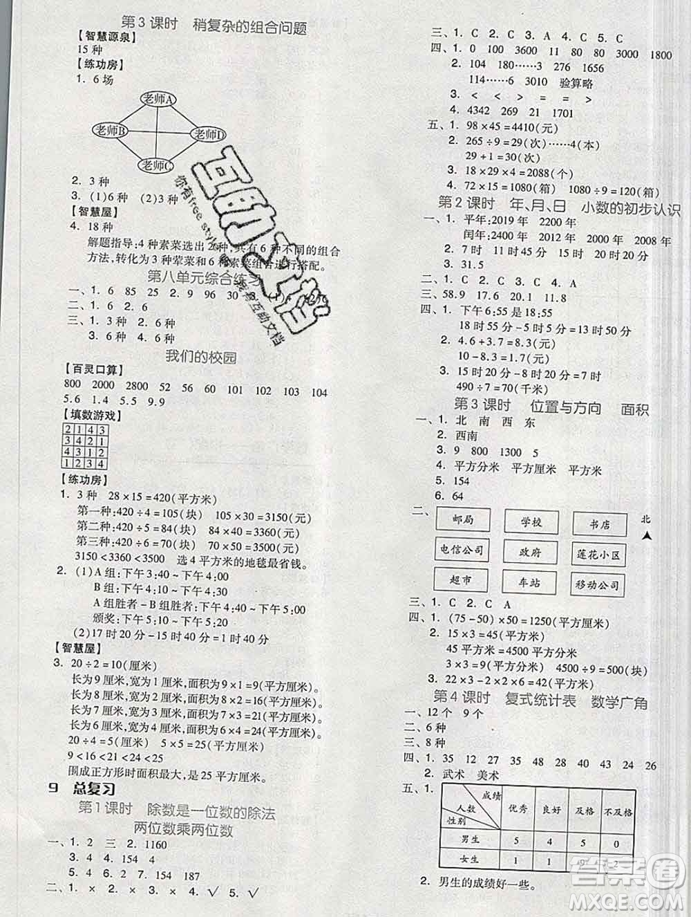 開(kāi)明出版社2020春全品學(xué)練考三年級(jí)數(shù)學(xué)下冊(cè)人教版答案