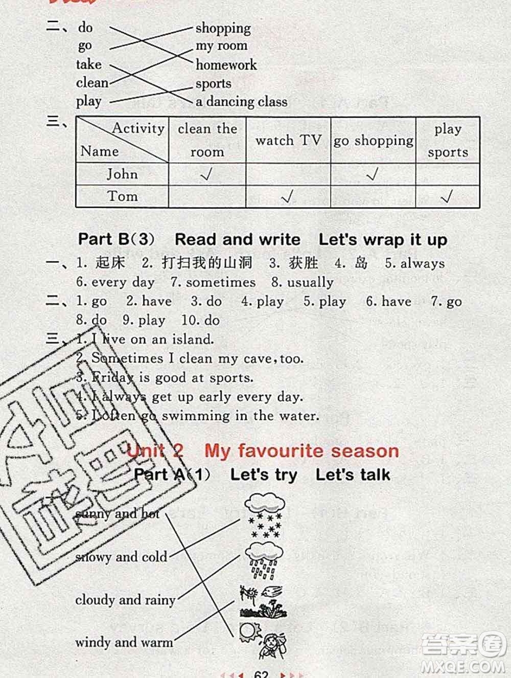 曲一線(xiàn)小兒郎系列2020春53隨堂測(cè)小學(xué)英語(yǔ)五年級(jí)下冊(cè)人教版答案