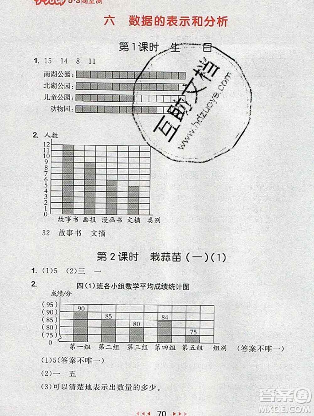 曲一線小兒郎系列2020春53隨堂測小學(xué)數(shù)學(xué)四年級下冊北師版答案