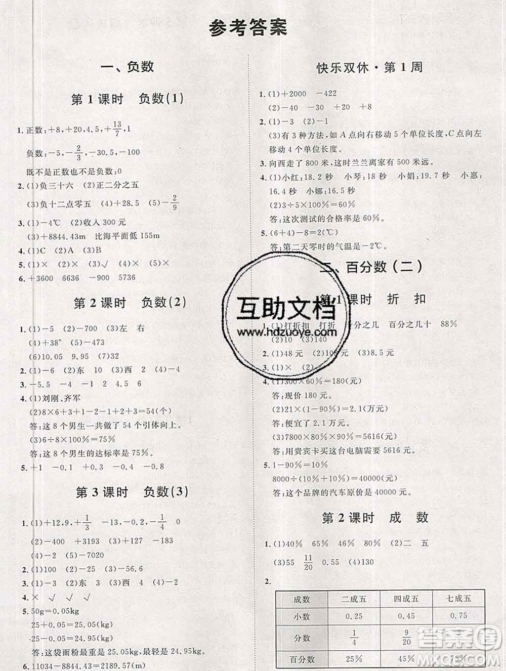 中國原子能出版社2020春季陽光計(jì)劃第一步六年級數(shù)學(xué)下冊人教版答案