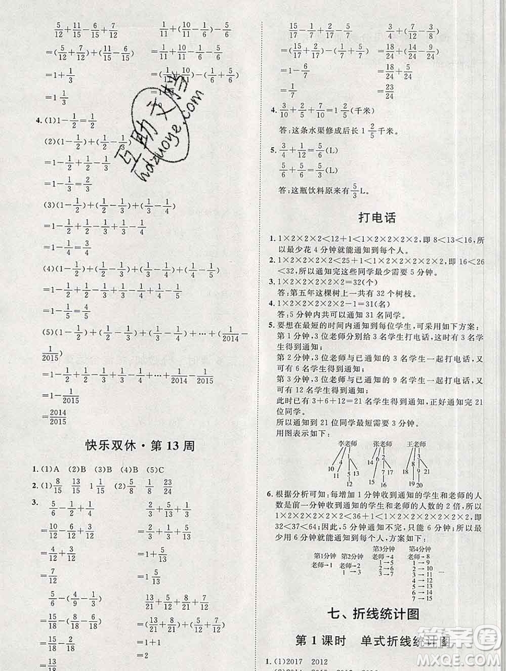 中國(guó)原子能出版社2020春季陽光計(jì)劃第一步五年級(jí)數(shù)學(xué)下冊(cè)人教版答案