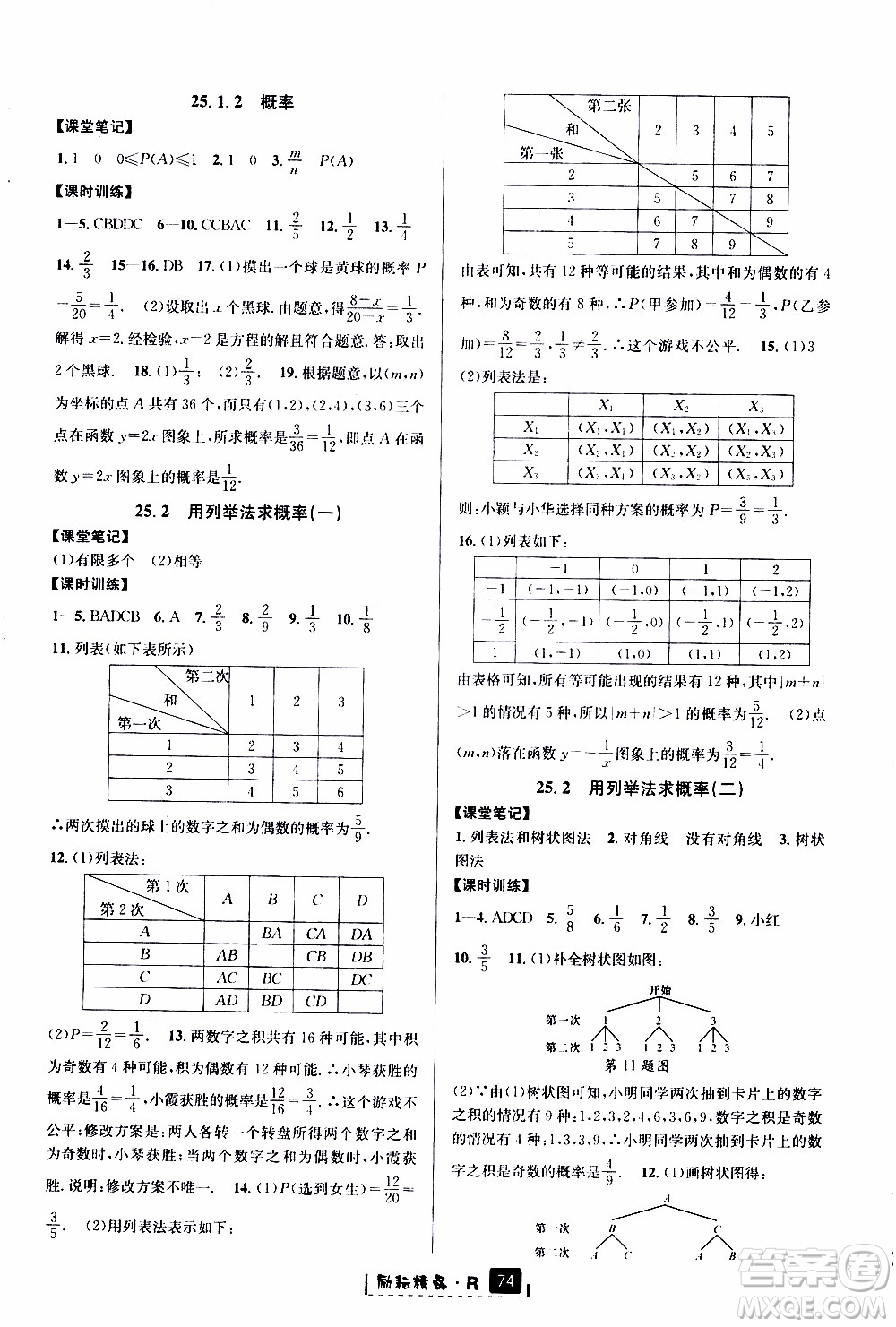 勵耘書業(yè)2019年勵耘新同步數(shù)學九年級全一冊人教版參考答案