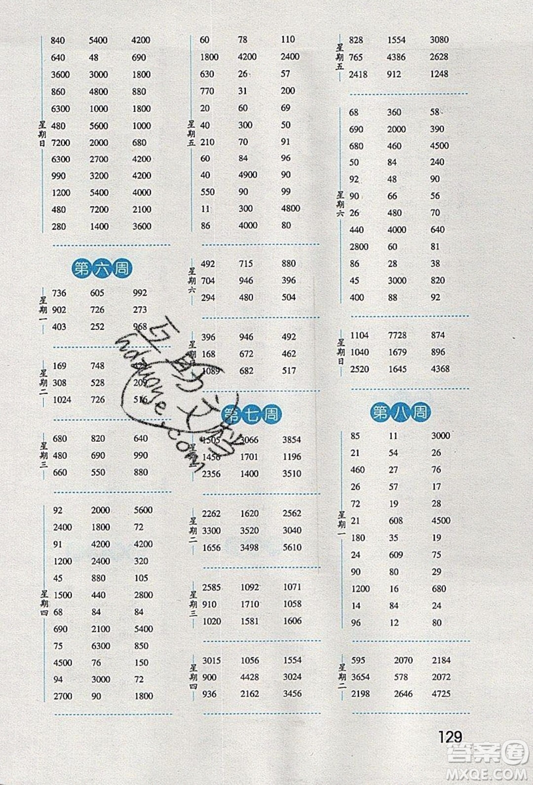 經(jīng)綸學(xué)典2020年口算達人三年級下冊數(shù)學(xué)青島版參考答案