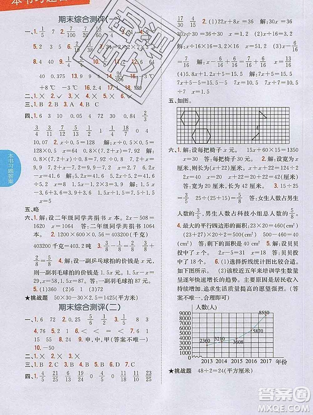 吉林人民出版社2020春小學(xué)教材完全解讀四年級數(shù)學(xué)下冊青島版五四制答案