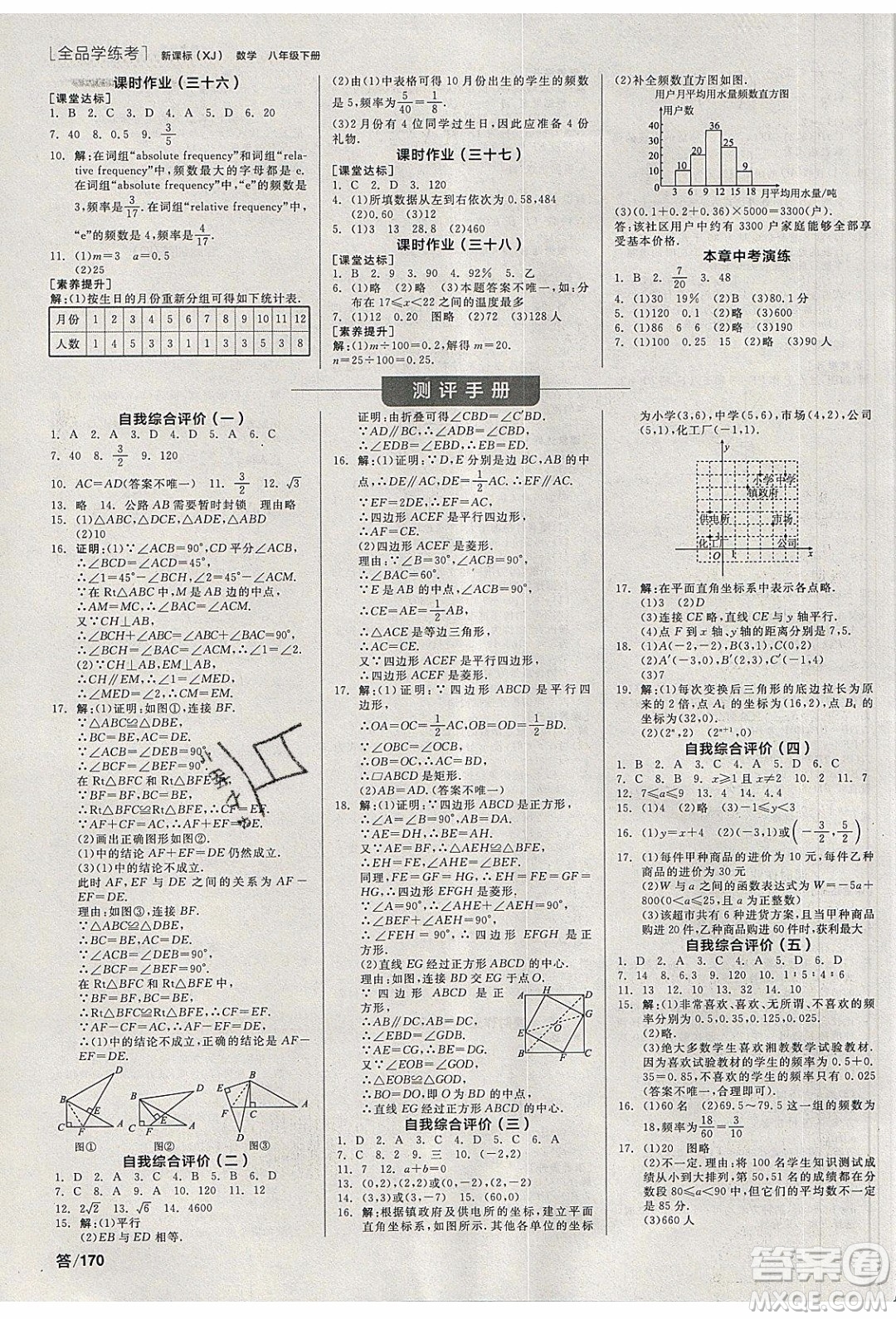 陽光出版社2020年全品學練考數(shù)學八年級下冊新課標XJ湘教版答案