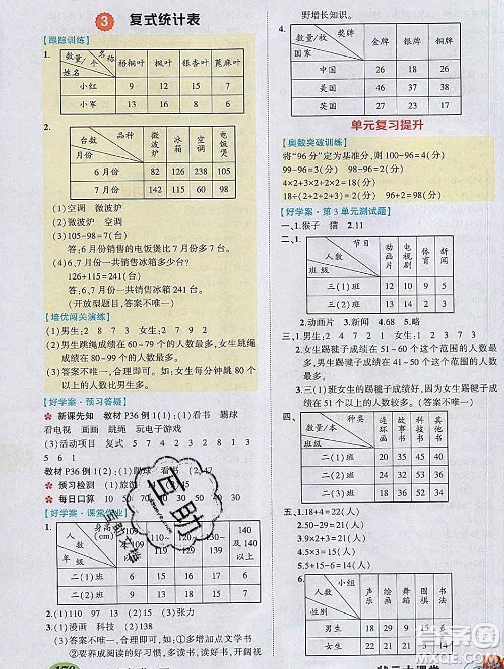 2020春黃岡狀元成才路狀元大課堂三年級數(shù)學下冊人教版答案