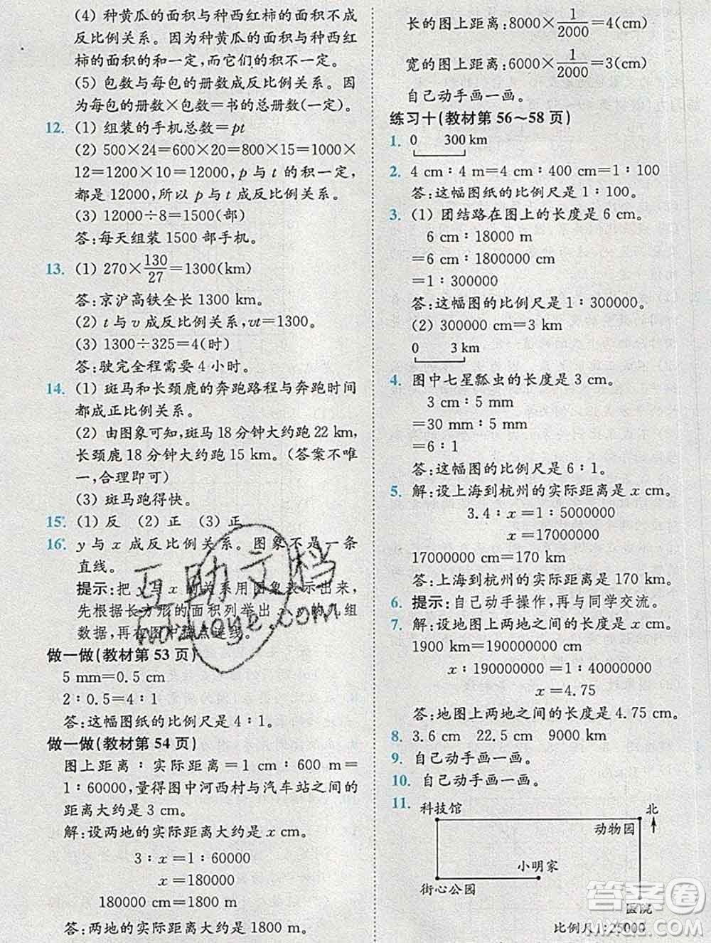 2020春全易通小學數(shù)學六年級下冊人教版河北專版答案