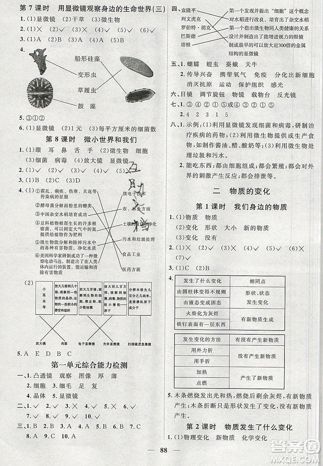 宇軒圖書2020春陽光同學課時優(yōu)化作業(yè)六年級科學下冊教科版答案