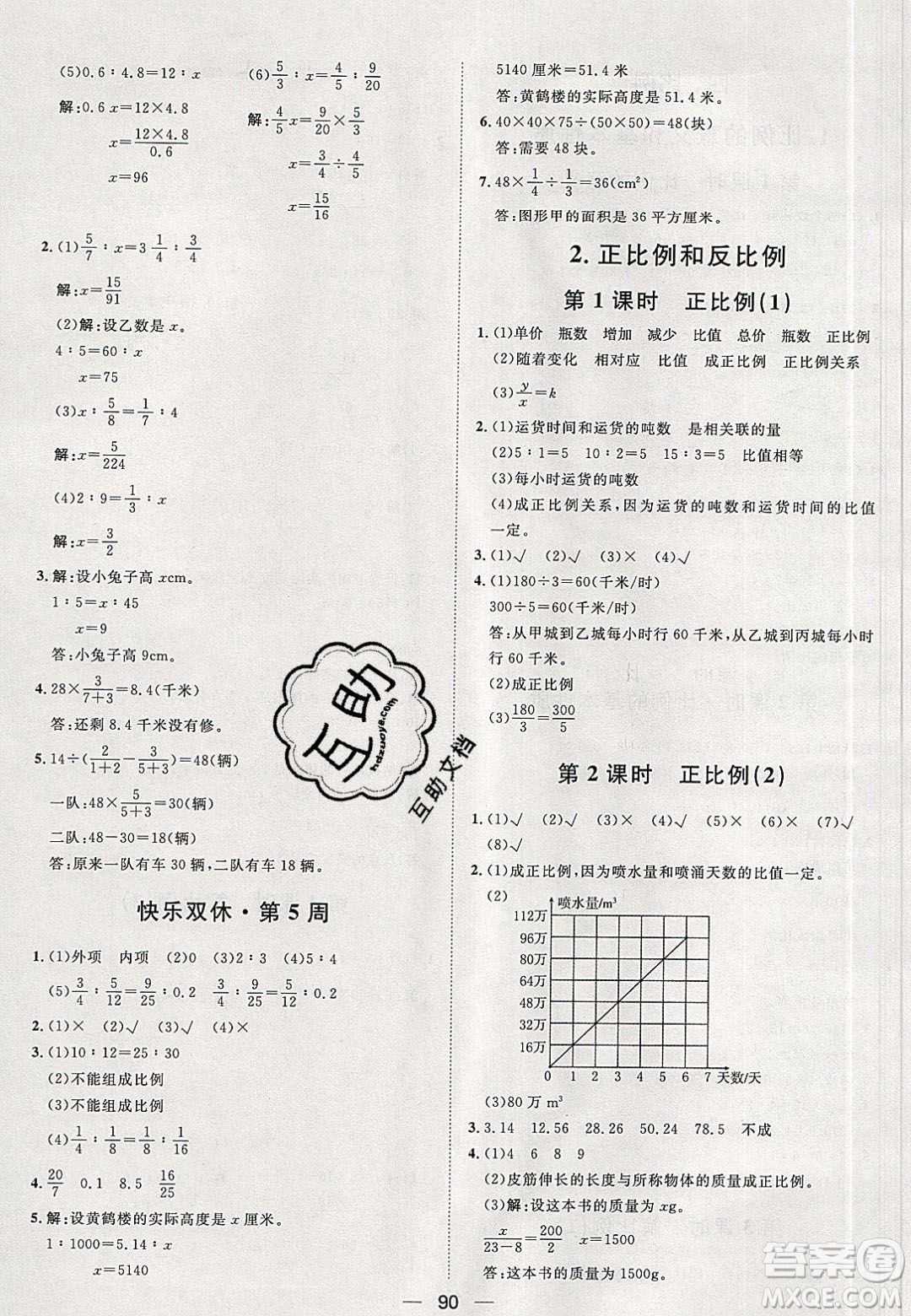 2020年陽光計(jì)劃第一步六年級數(shù)學(xué)下冊人教版答案