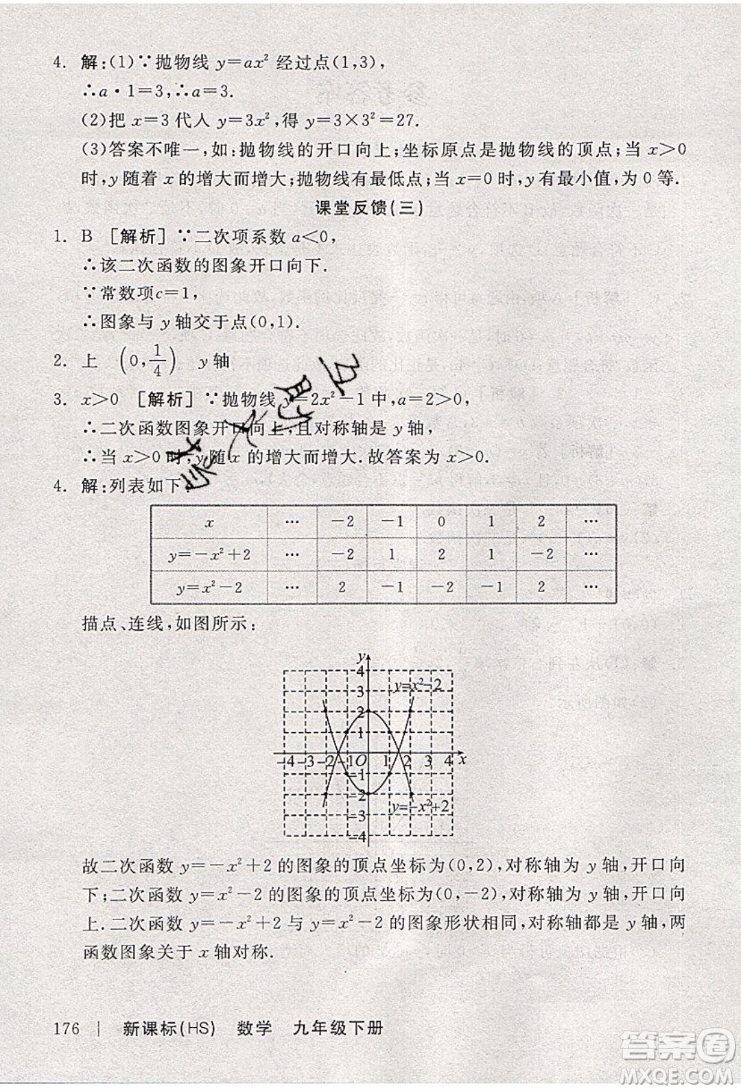 陽(yáng)光出版社2020年全品學(xué)練考數(shù)學(xué)九年級(jí)下冊(cè)新課標(biāo)HS華師大版答案