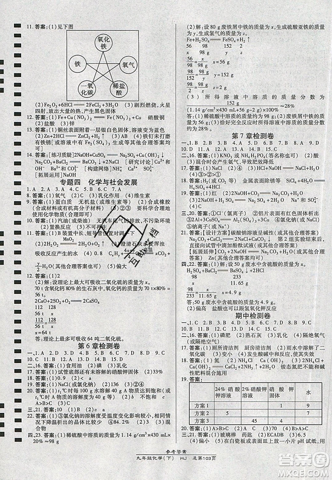 萬向思維2020春高效課時通10分鐘掌控課堂九年級化學(xué)下冊滬教版答案