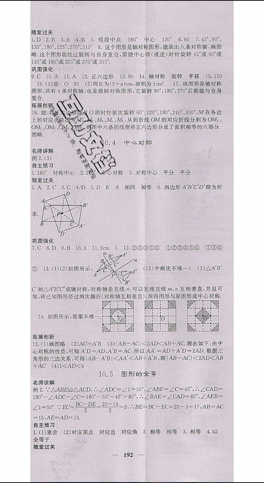 梯田文化2020年課堂點(diǎn)睛數(shù)學(xué)七年級(jí)下冊(cè)華師版參考答案