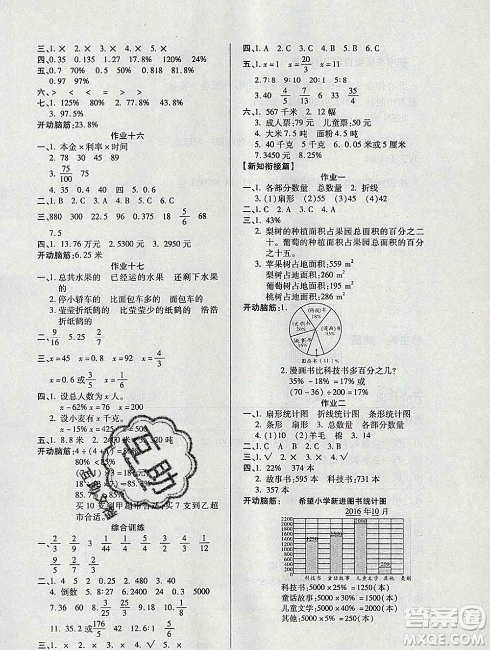 2020年金峰教育開心作業(yè)寒假作業(yè)六年級數(shù)學蘇教版答案