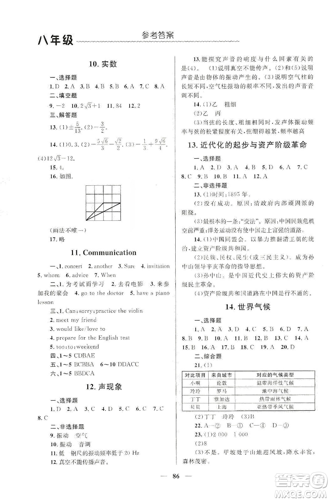 北京師范大學(xué)出版社2020寒假生活八年級(jí)合訂本答案