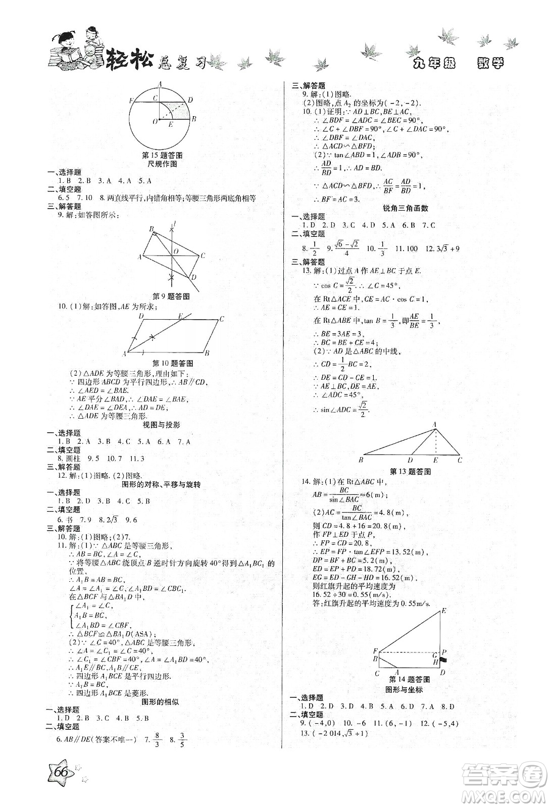 河北科學(xué)技術(shù)出版社2020河北中考輕松總復(fù)習(xí)寒假作業(yè)九年級數(shù)學(xué)答案