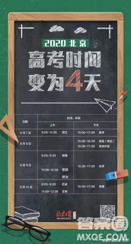 2020年北京高考時間為什么是4天 2020年北京高考4天考試安排