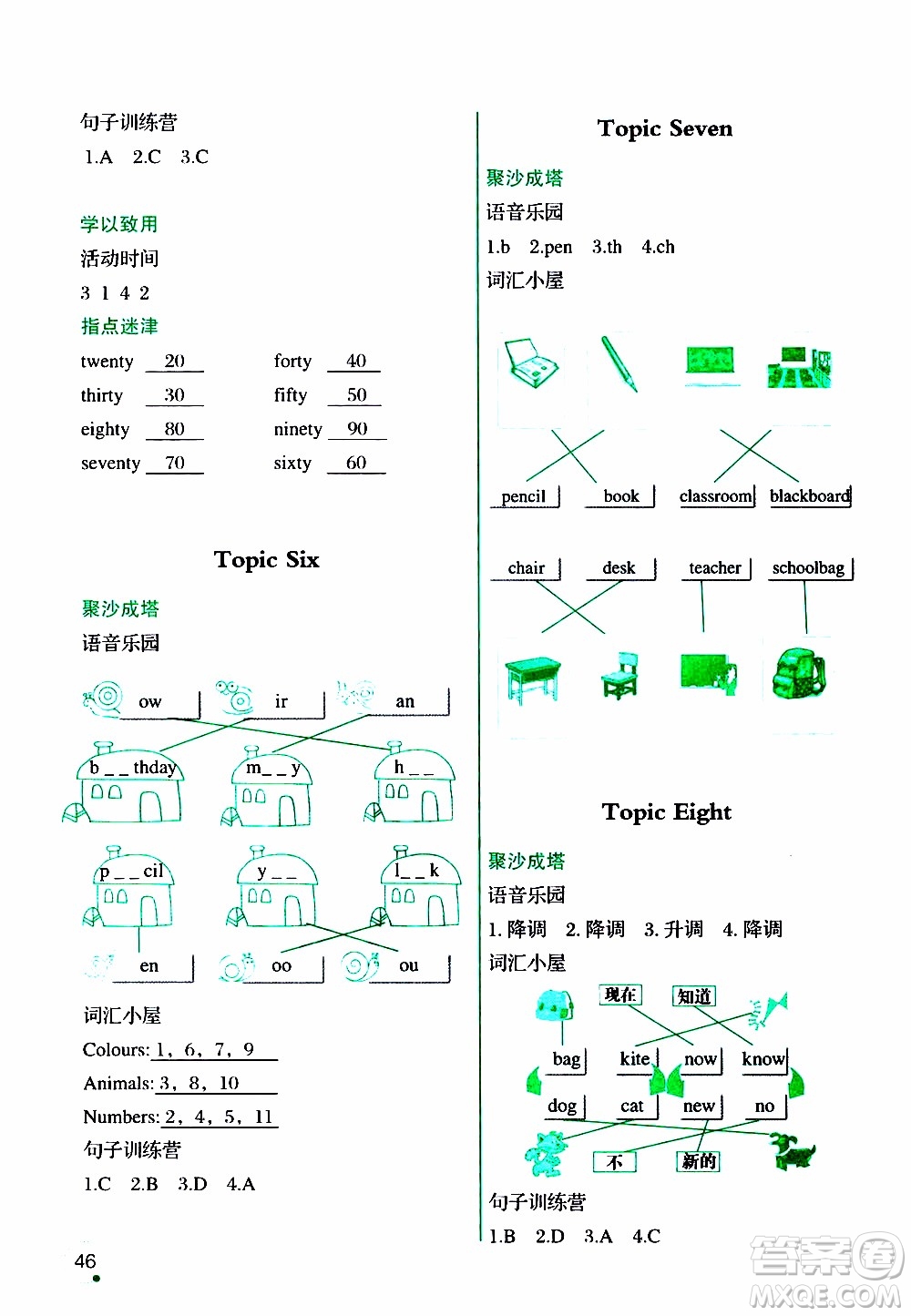 遼寧師范大學(xué)出版社2020年3年級(jí)起點(diǎn)寒假樂園三年級(jí)英語最新版參考答案