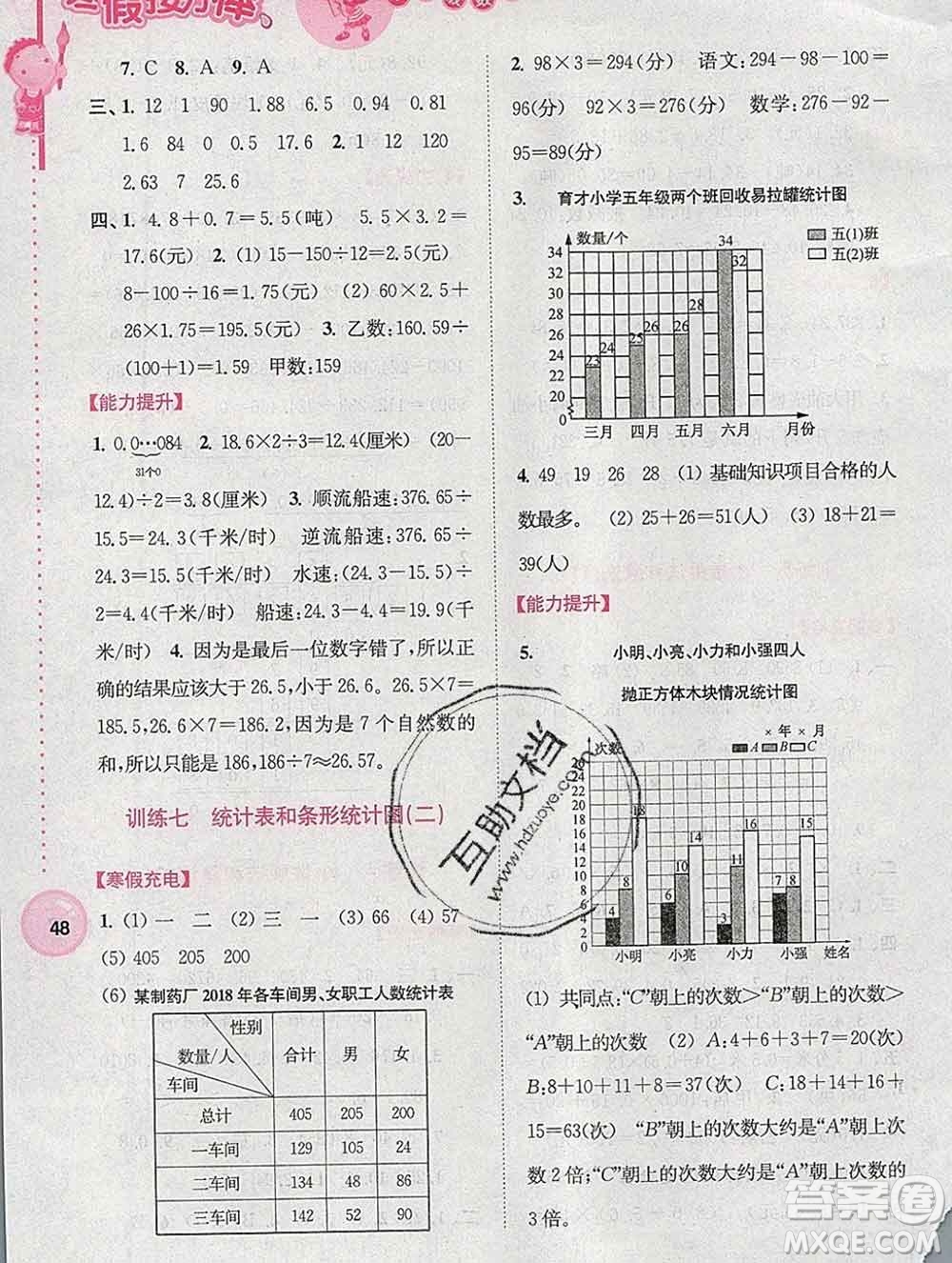 2020年超能學(xué)典寒假接力棒五年級數(shù)學(xué)江蘇版答案