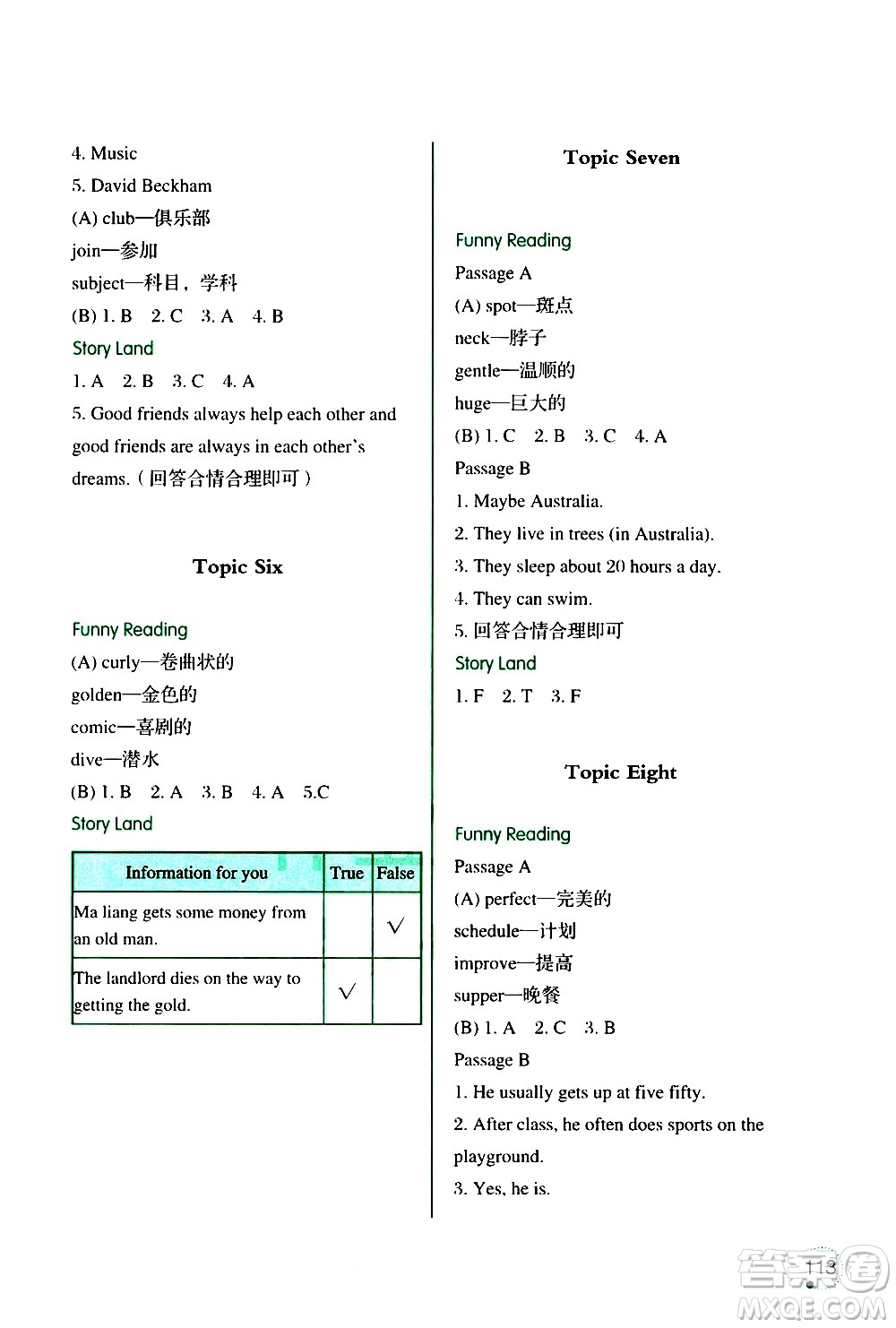 遼寧師范大學(xué)出版社2020年3年級起點寒假樂園六年級英語最新版參考答案