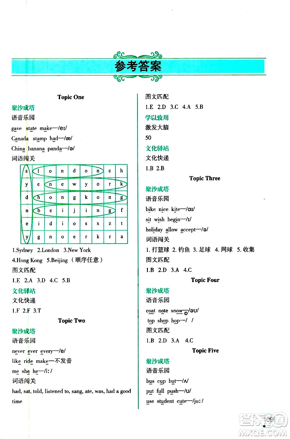 遼寧師范大學(xué)出版社2020年1年級起點寒假樂園六年級英語最新版參考答案