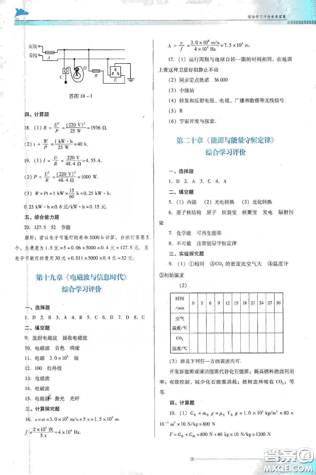 廣東教育出版社2020南方新課堂金牌學(xué)案九年級(jí)物理下冊(cè)粵教滬科版答案