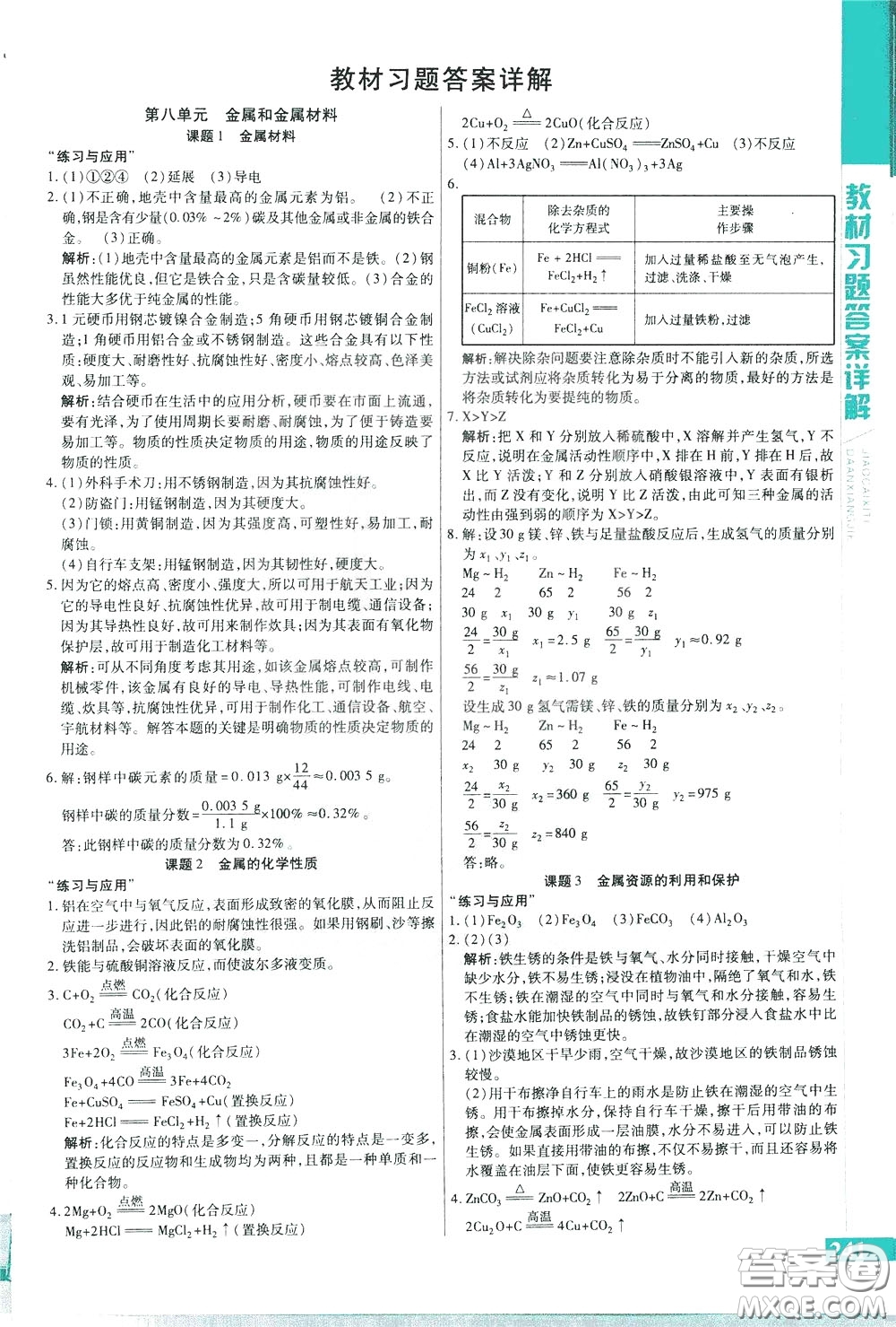 2020年萬向思維倍速學(xué)習(xí)法九年級化學(xué)下人教版參考答案