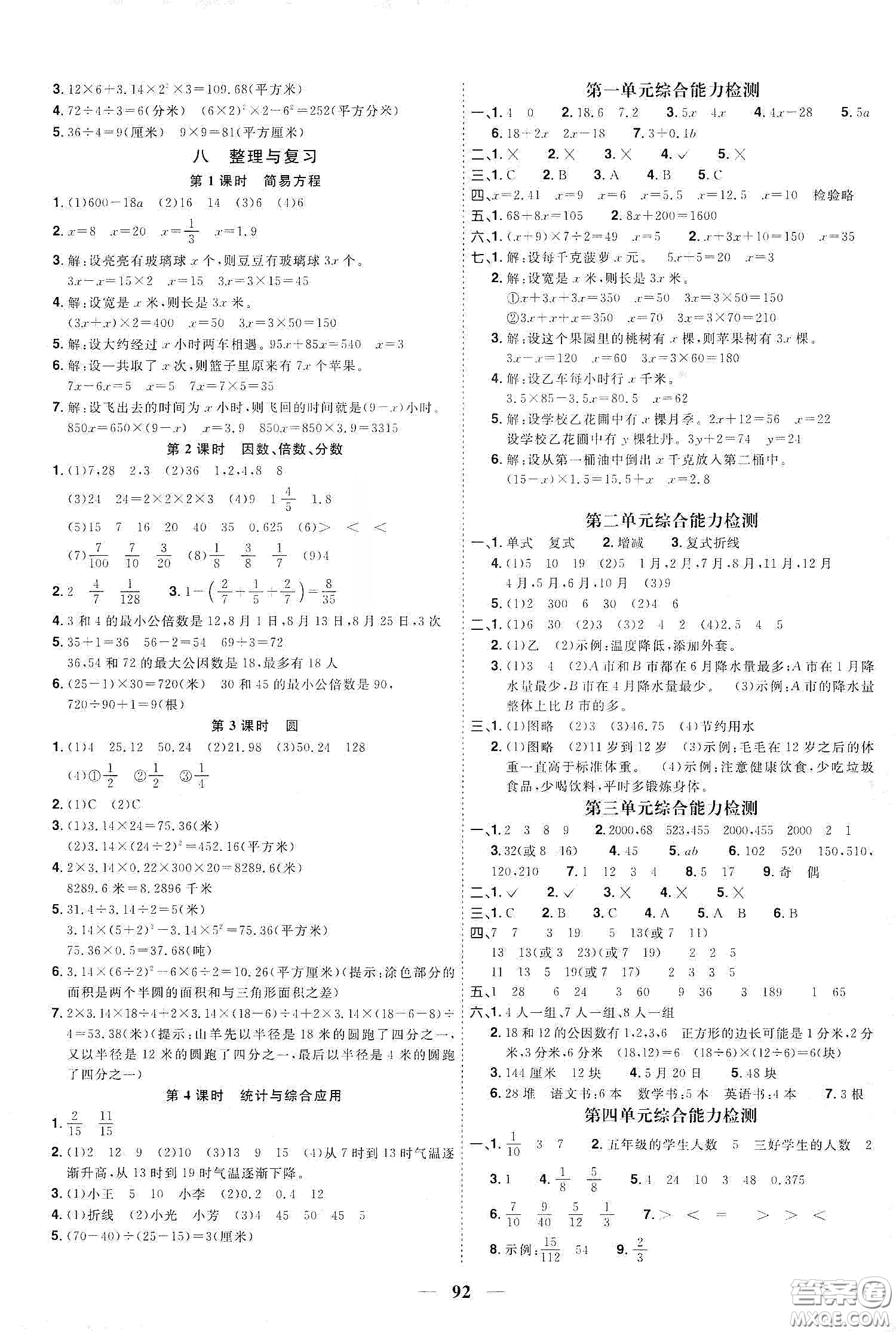 宇軒圖書(shū)2020春陽(yáng)光同學(xué)課時(shí)優(yōu)化作業(yè)五年級(jí)數(shù)學(xué)下冊(cè)蘇教版答案