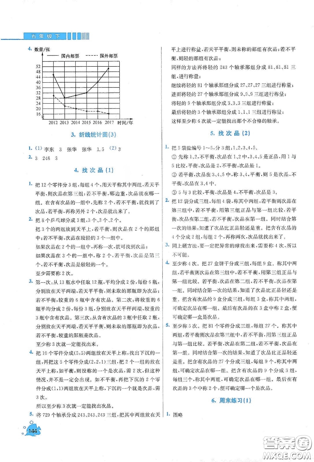 河北大學出版社2020津橋教育小學同步奧數(shù)天天練五年級下冊人教版答案