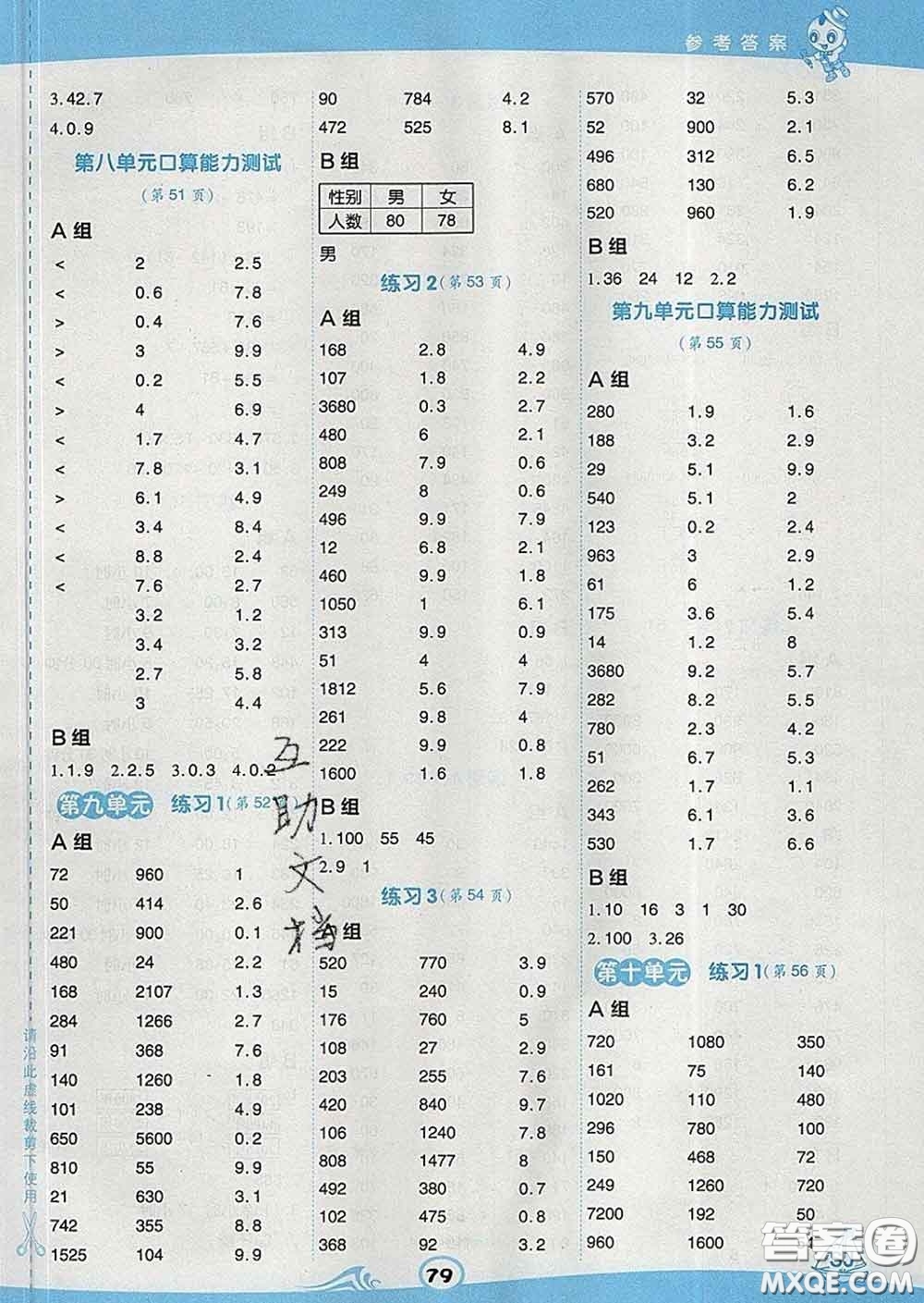 安徽教育出版社2020年星級(jí)口算天天練三年級(jí)數(shù)學(xué)下冊(cè)蘇教版答案