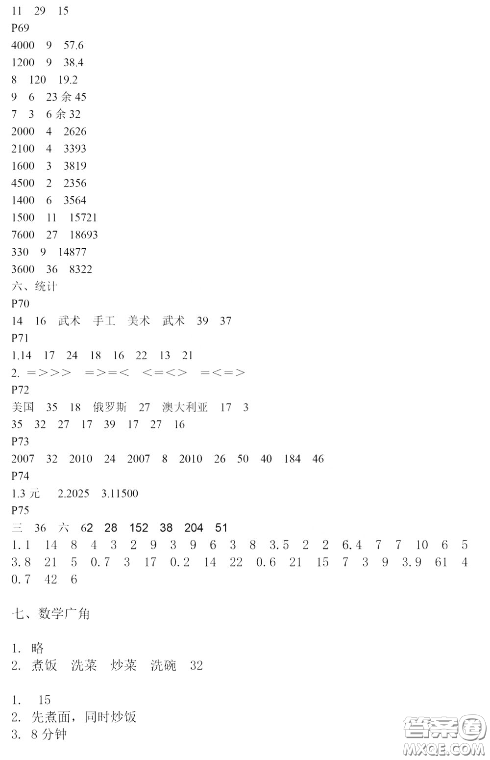 河海大學(xué)出版社2020年瘋狂口算小學(xué)數(shù)學(xué)口算題卡4年級參考答案