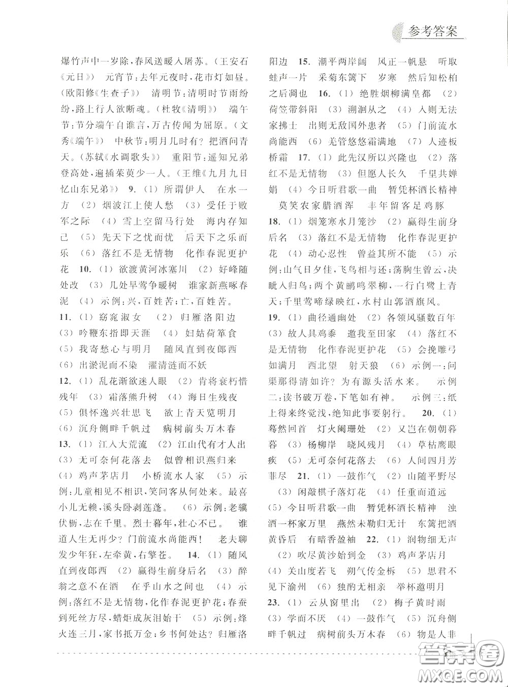 南方出版社2020年尖子生培優(yōu)教材專項(xiàng)集訓(xùn)語(yǔ)文初中綜合版參考答案