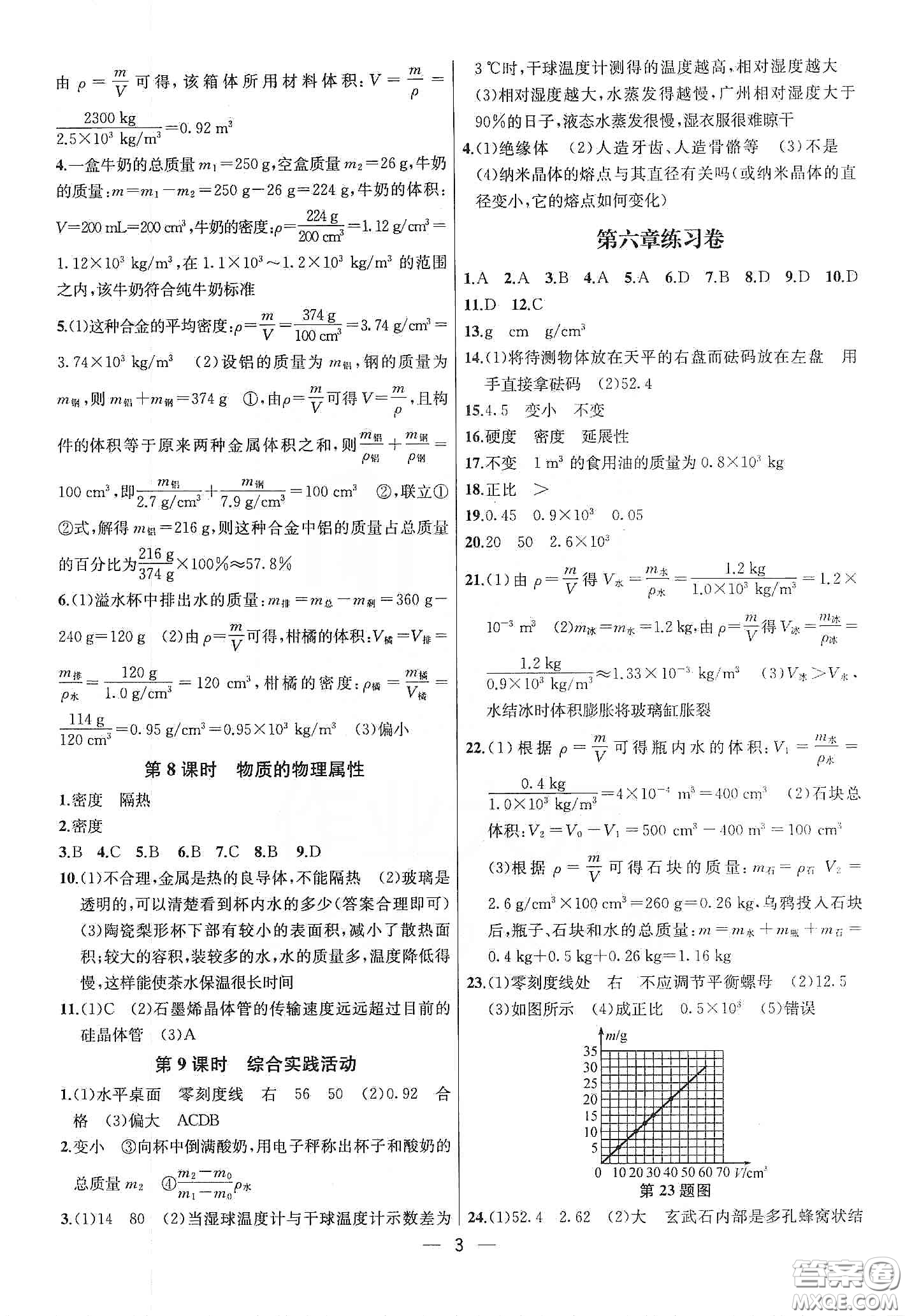 南京大學(xué)出版社2020提優(yōu)訓(xùn)練課課練八年級物理下冊課標(biāo)江蘇版答