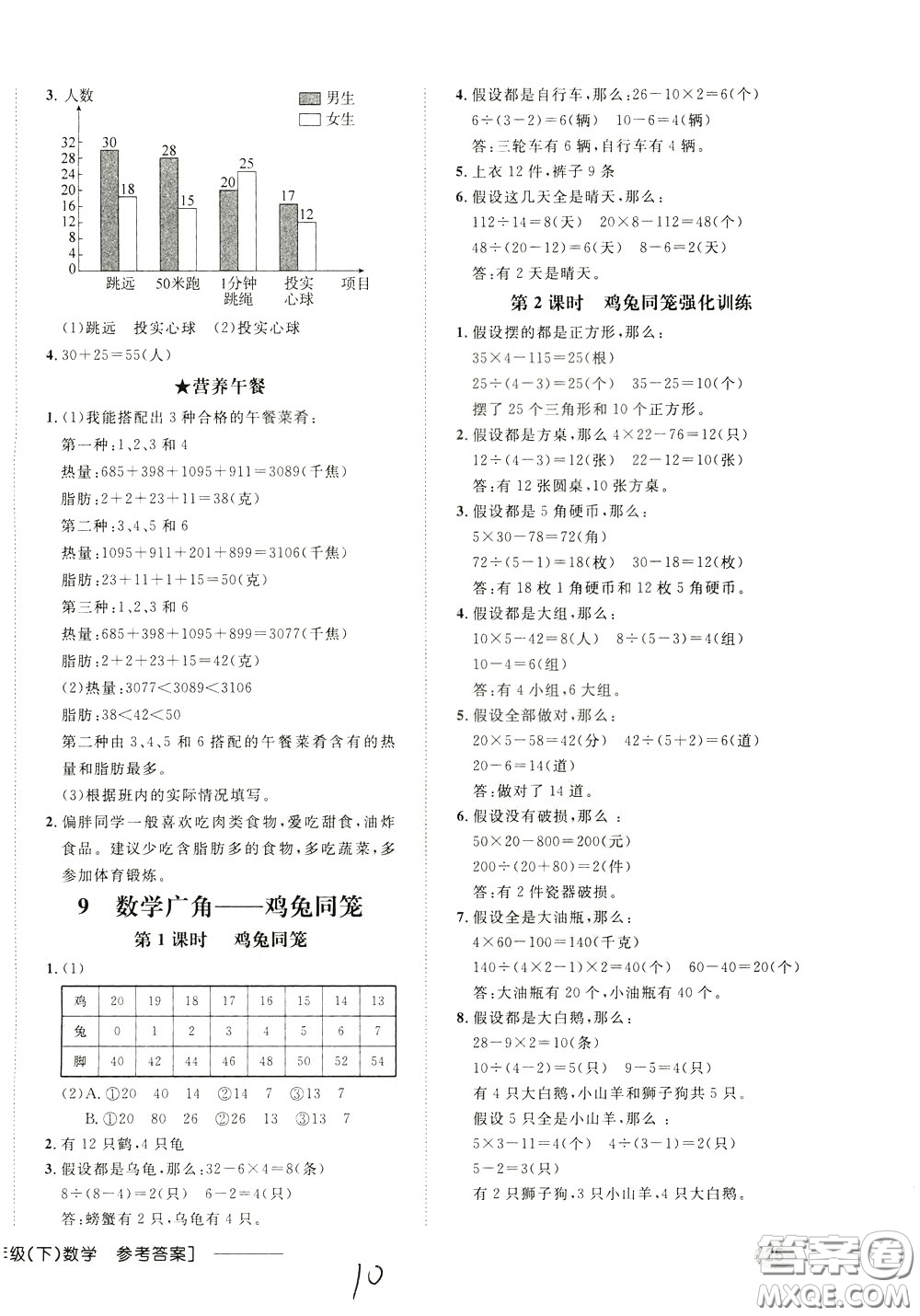 鐘書金牌2020年非常1+1一課一練四年級下冊數(shù)學(xué)R版人教版參考答案