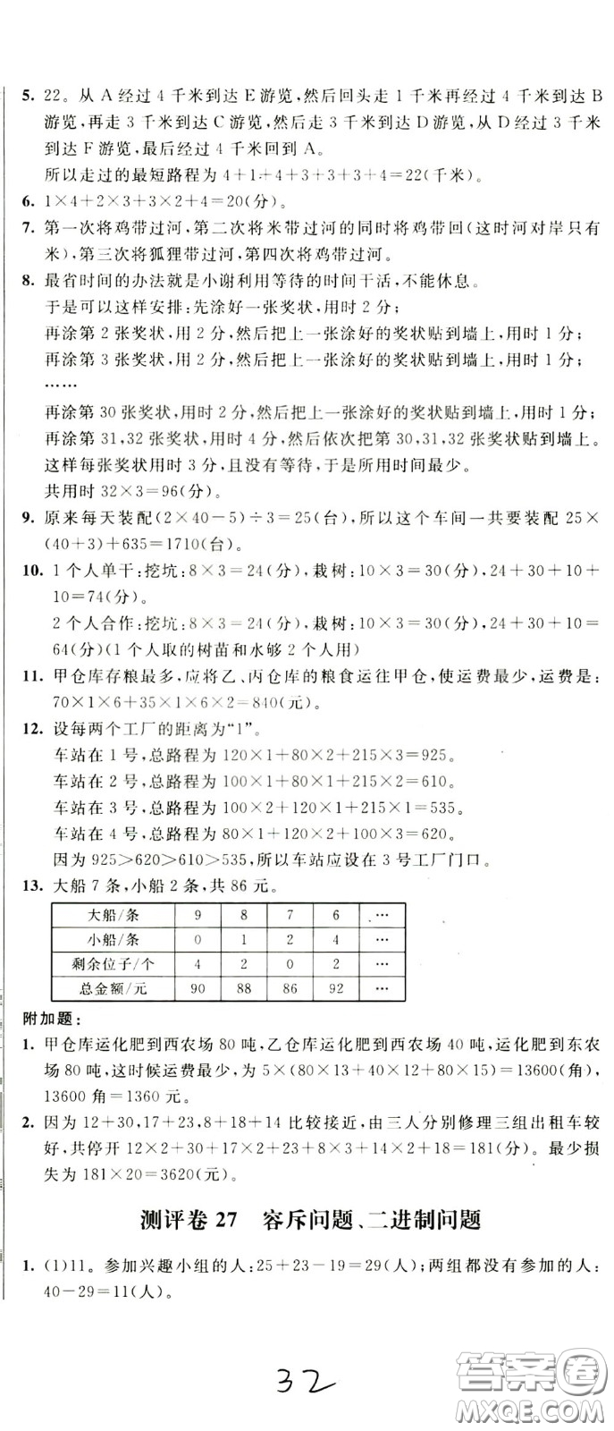 2020年小學(xué)奧數(shù)典型題舉一反三沖刺100分測(cè)評(píng)卷四年級(jí)參考答案