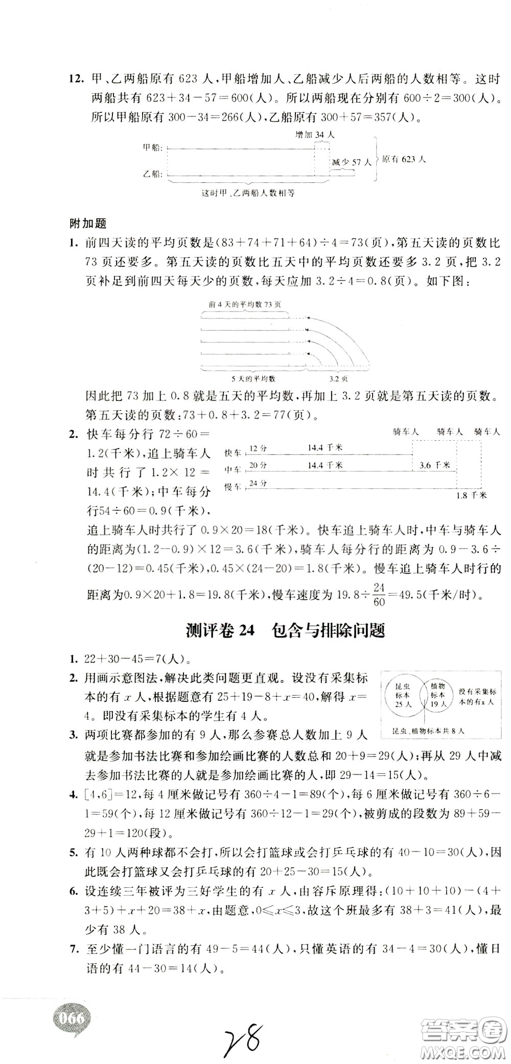 2020年小學(xué)奧數(shù)典型題舉一反三沖刺100分測評卷五年級參考答案