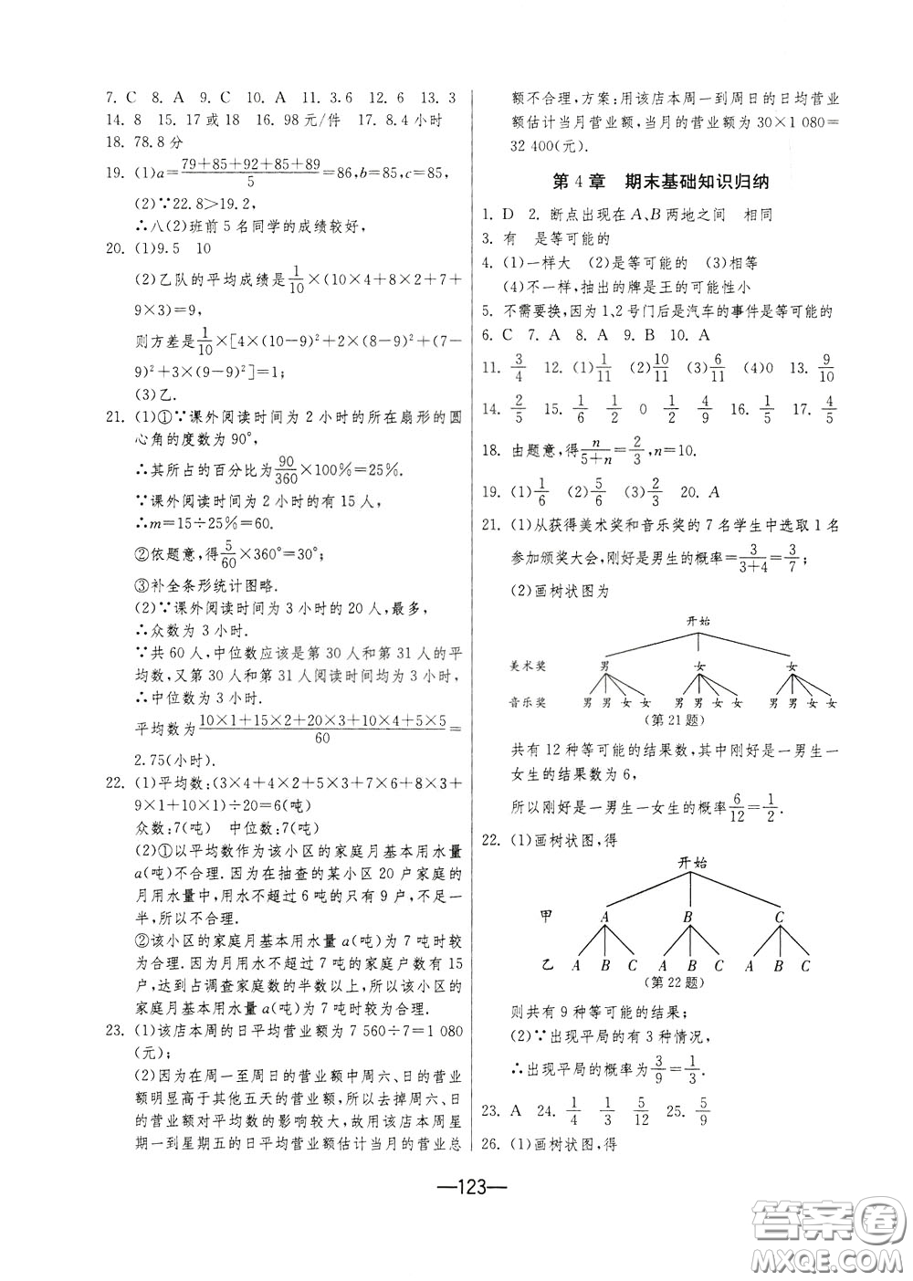 江蘇人民出版社2020年期末闖關(guān)沖刺100分?jǐn)?shù)學(xué)九年級全一冊江蘇版參考答案