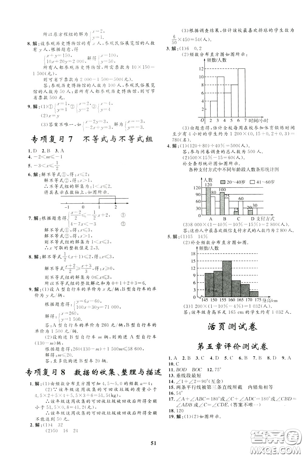 鐘書金牌2020年非常1+1完全題練七年級(jí)下冊(cè)數(shù)學(xué)R版人教版參考答案