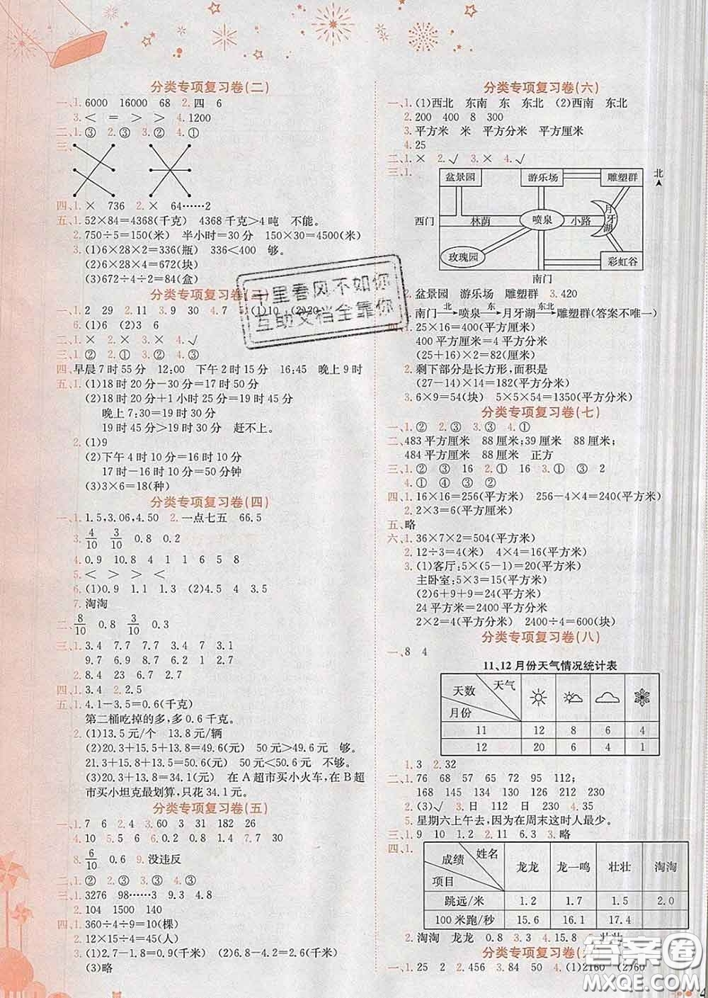 2020年黃岡小狀元達(dá)標(biāo)卷三年級數(shù)學(xué)下冊人教版答案