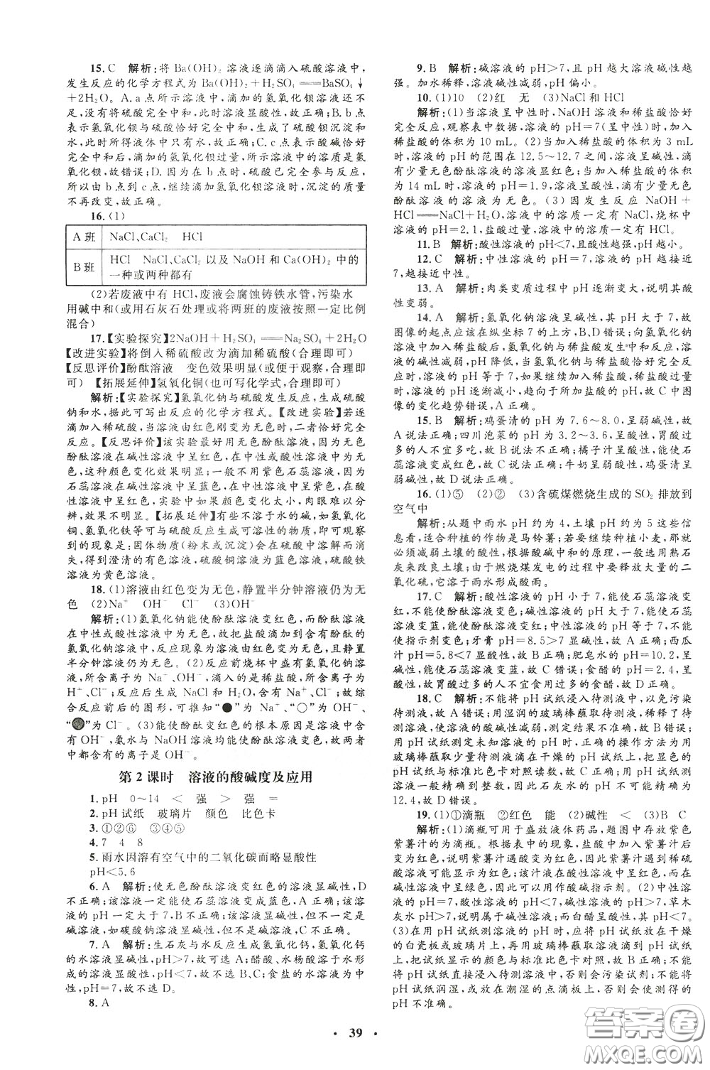 鐘書(shū)金牌2020年非常1+1完全題練九年級(jí)下冊(cè)化學(xué)R版人教版參考答案