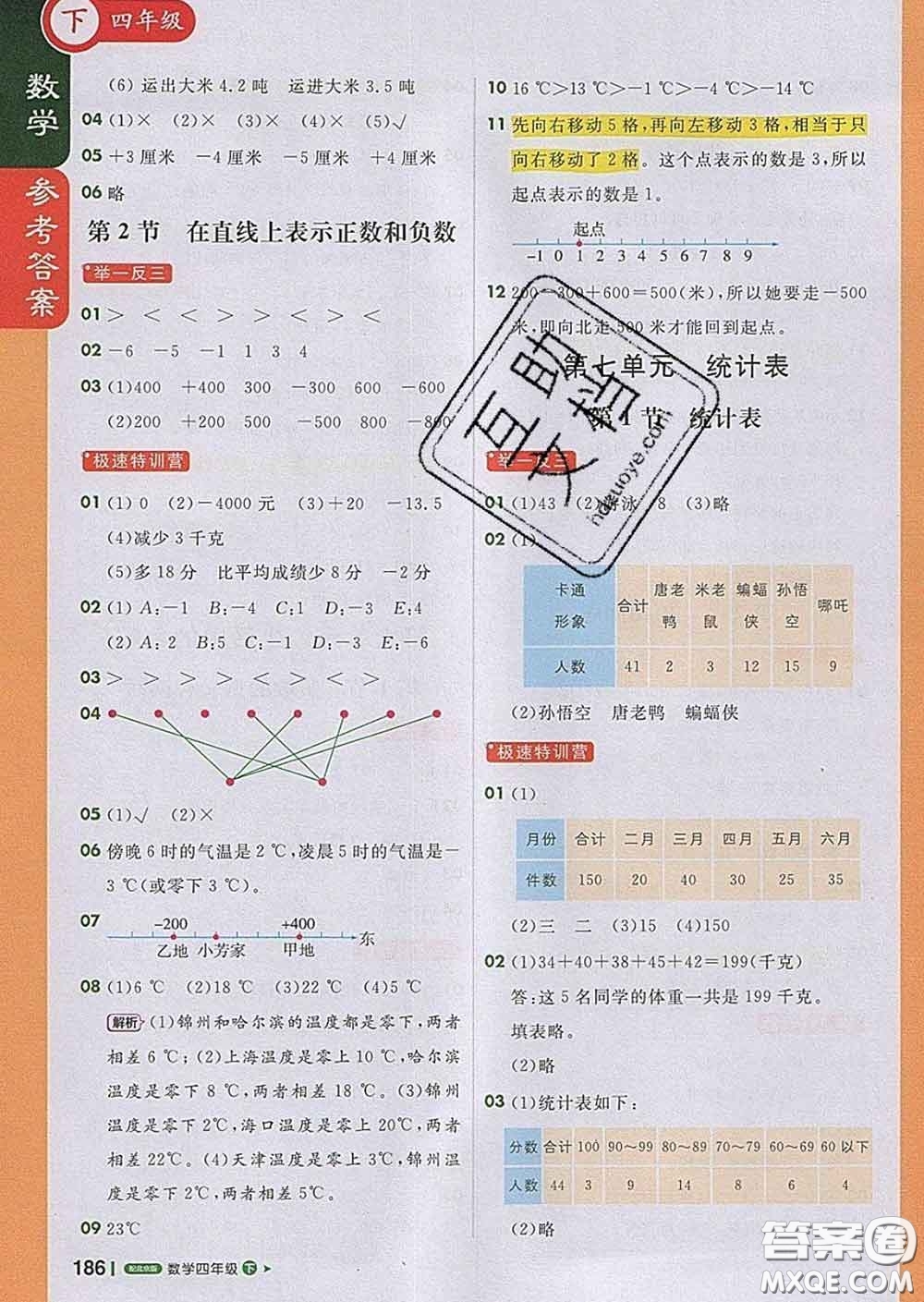 2020春新版1加1輕巧奪冠課堂直播四年級數(shù)學(xué)下冊北京版答案