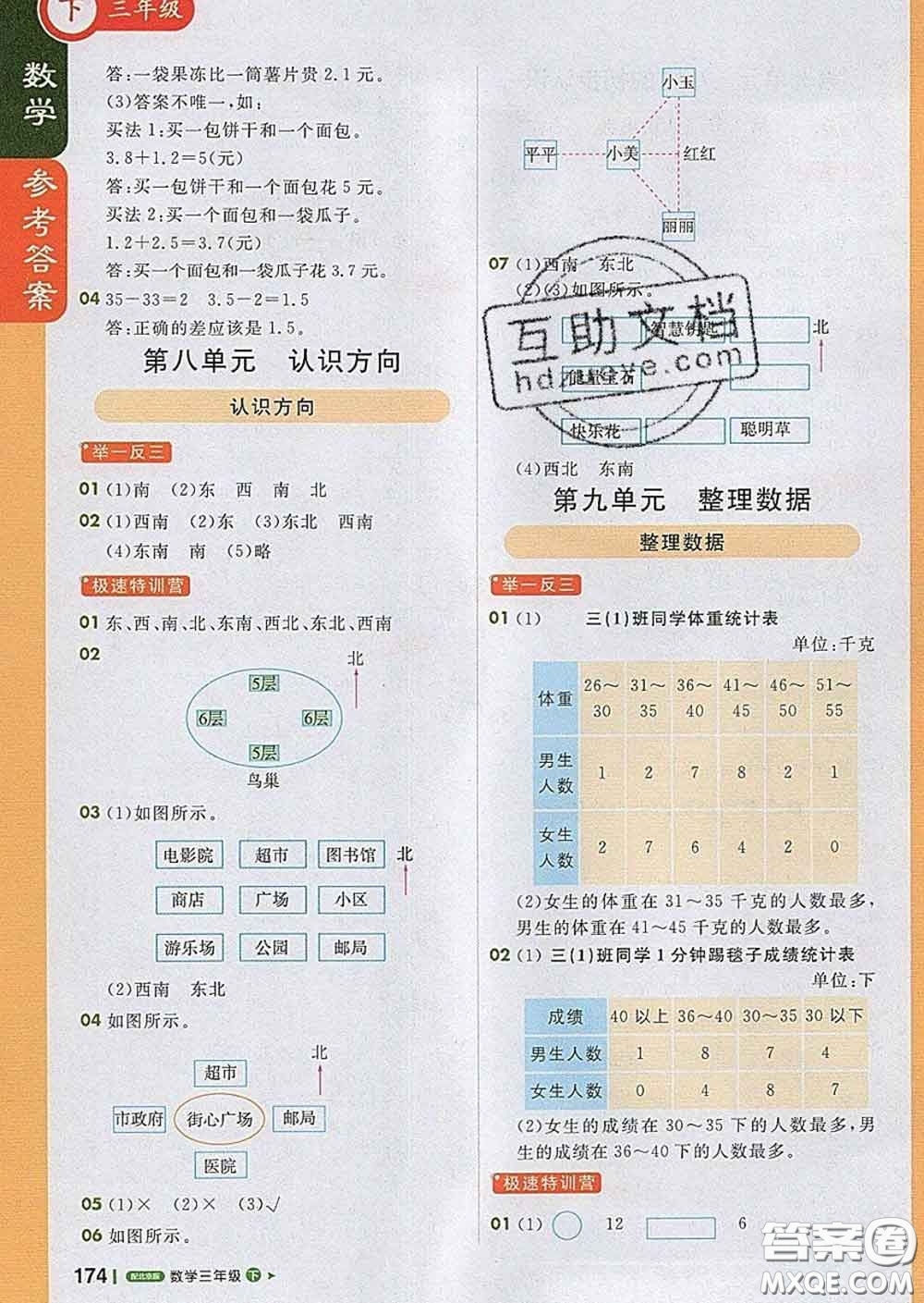 2020春新版1加1輕巧奪冠課堂直播三年級數(shù)學(xué)下冊北京版答案