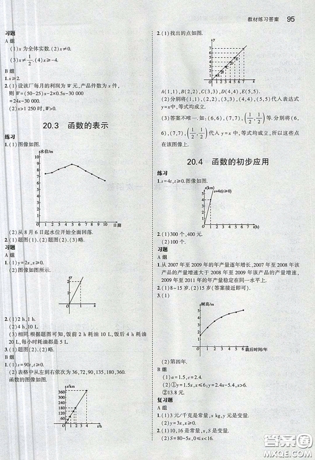 河北教育出版社2020義務(wù)教育教科書八年級數(shù)學下冊冀教版教材課后習題答案