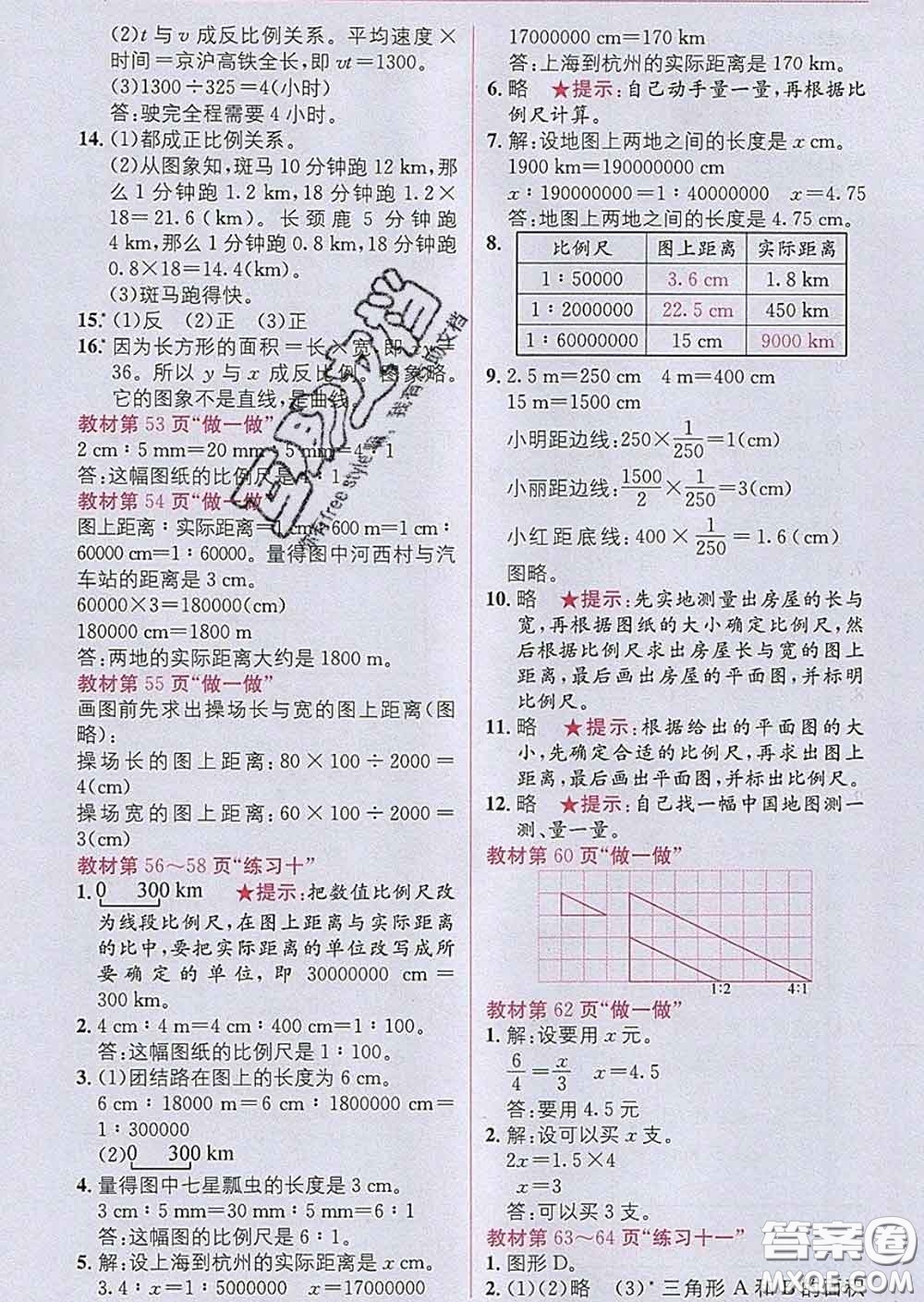 新疆青少年出版社2020春教材1加1六年級數(shù)學(xué)下冊人教版答案